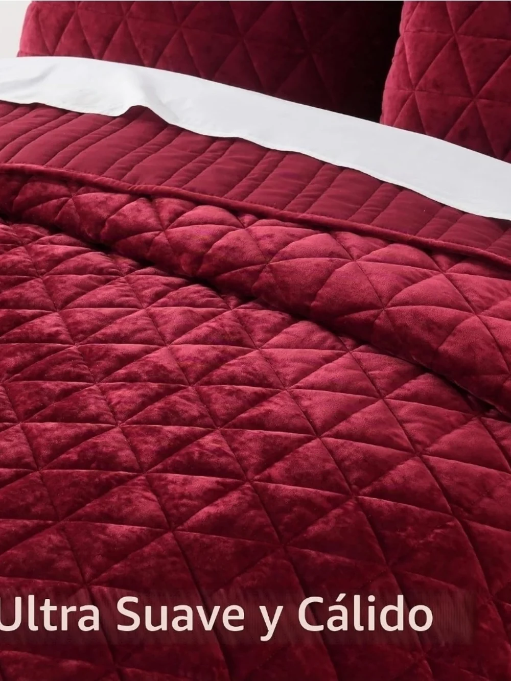 Velvet Quilted Comforter Set in Red